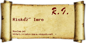 Riskó Imre névjegykártya